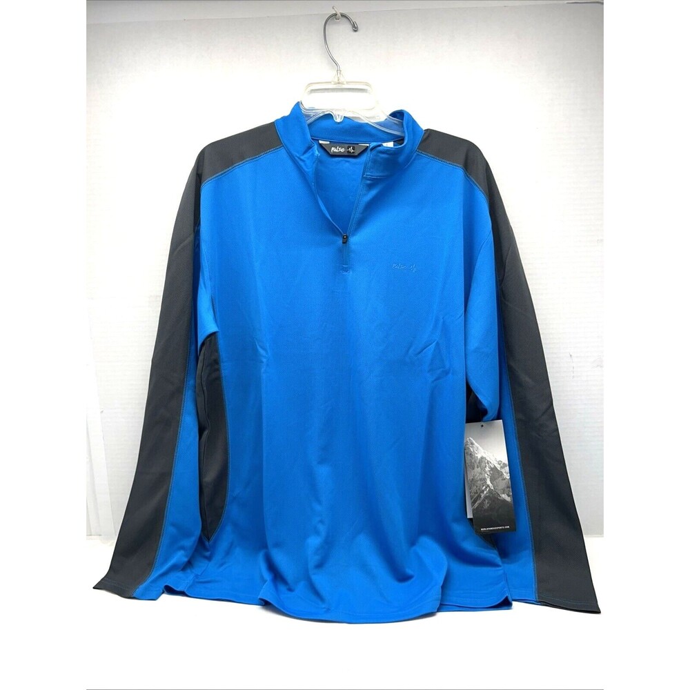 PULSE Mens Outdoor Quick Dry UV30 1/4 Zip Blue Gray LS Shirt Size XL NEW w/Tags